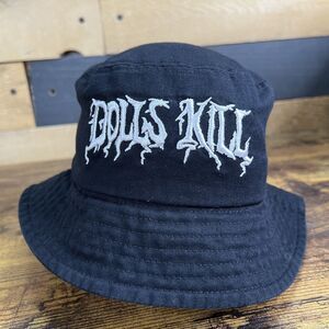 Dolls Kill Embroidered Black Bucket Hat Cap